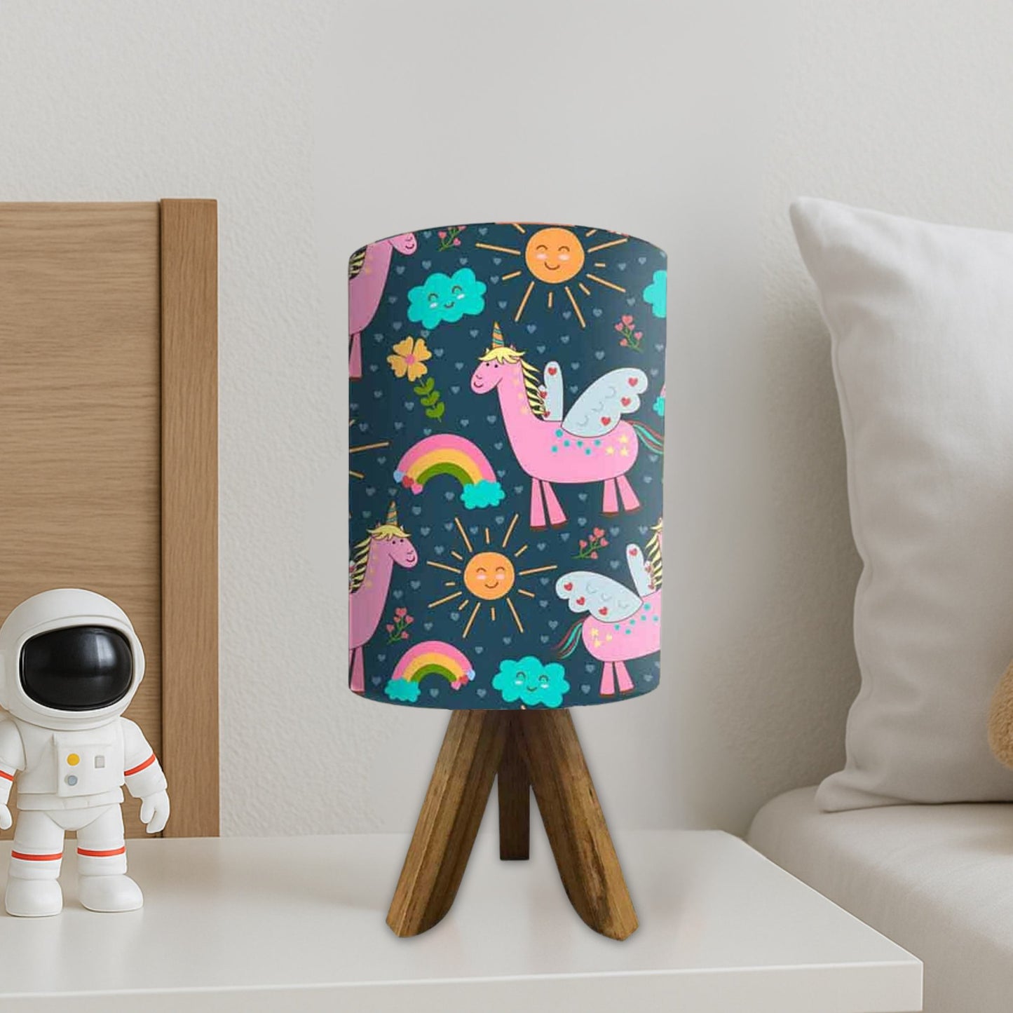 Wooden Table Lamp For Kids-Pink Unicorn (3W LED Bulb Included)