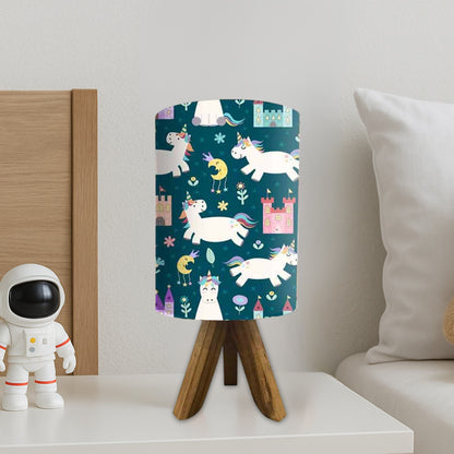 Wood Base Table Lamps For Kids-Cute Unicorn (3W LED Bulb Included)