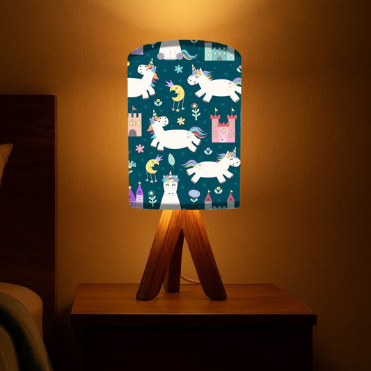 Wood Base Table Lamps For Kids-Cute Unicorn (3W LED Bulb Included)