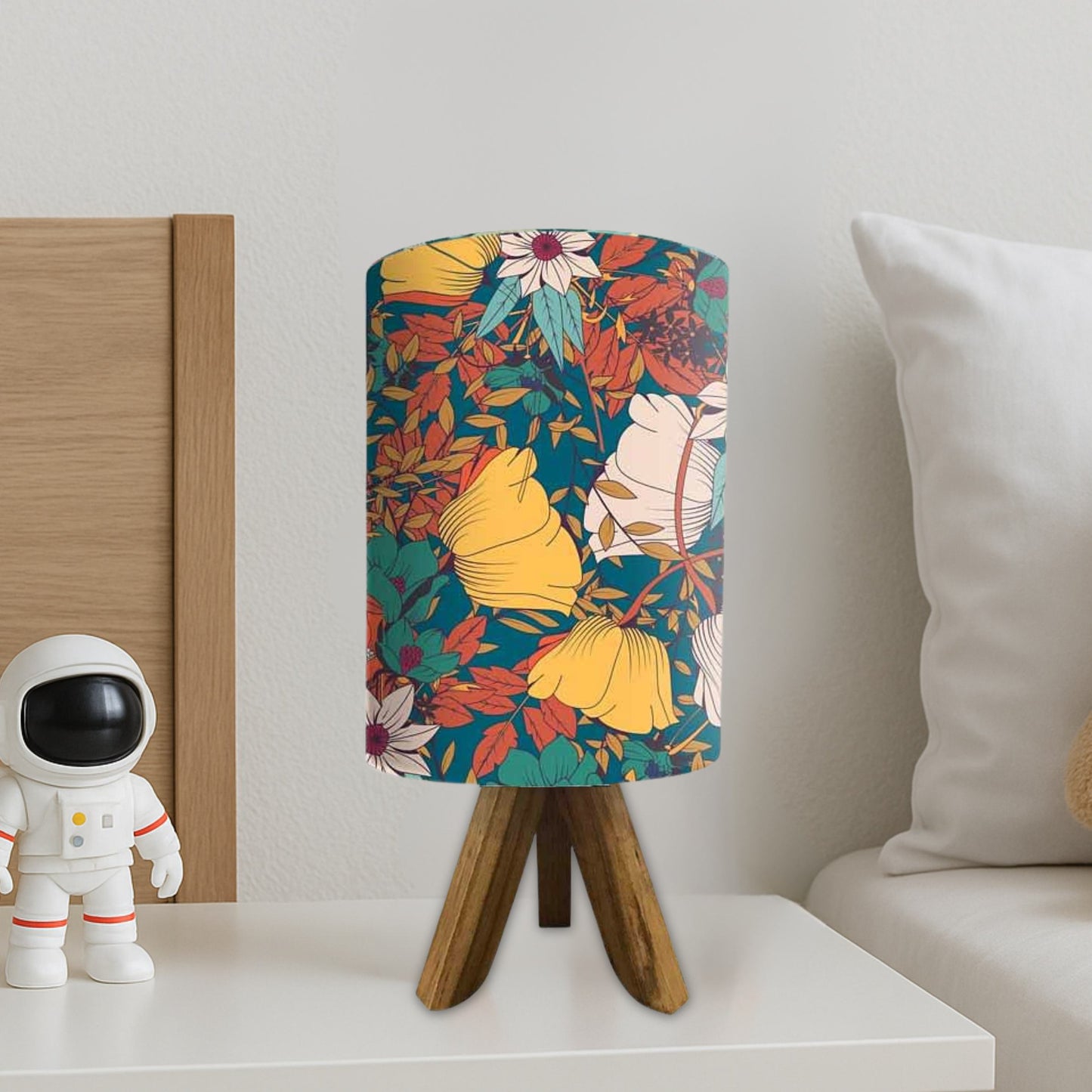 Mini Table Lamp Wooden Tripod Light for Bedroom with 3w LED bulb (3W LED Bulb Included)