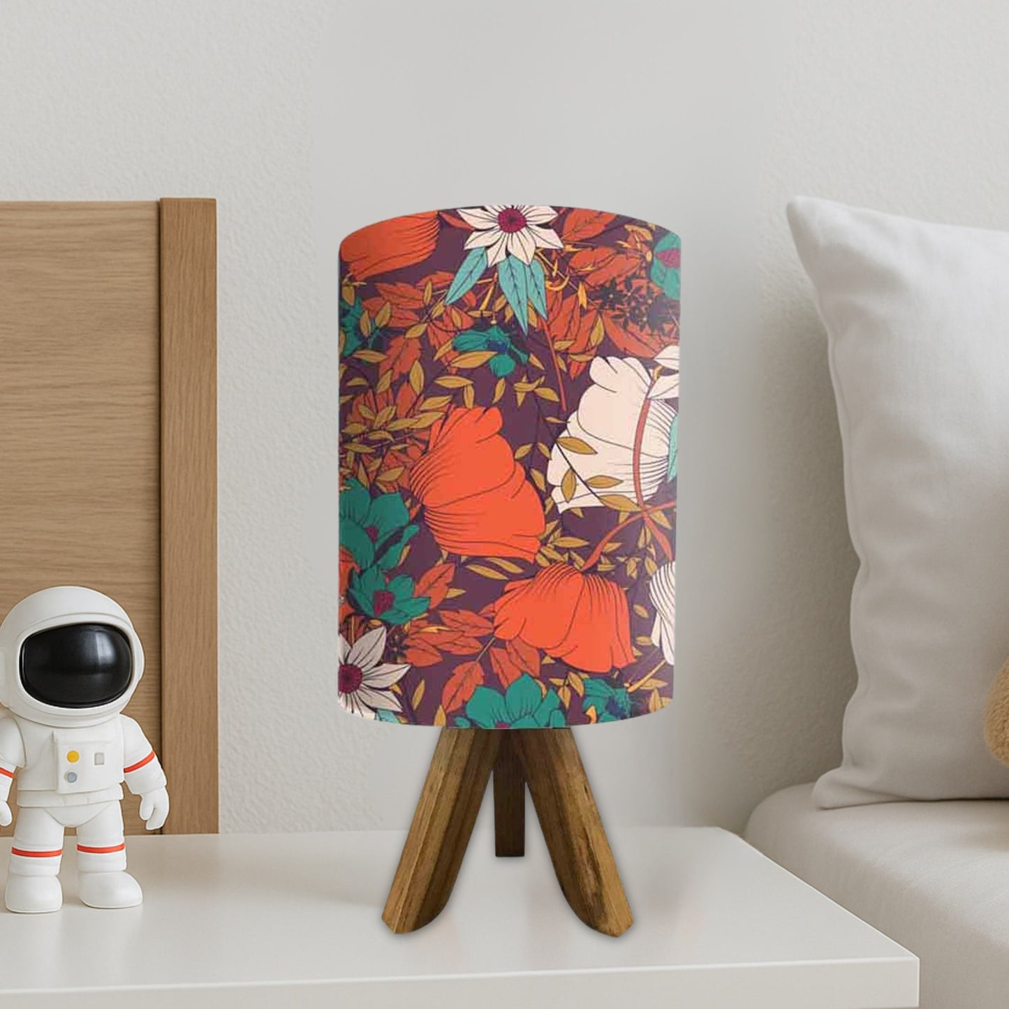 Mini Wooden Lamp Table For Bedroom Living Room-Elegance Orange (3W LED Bulb Included)