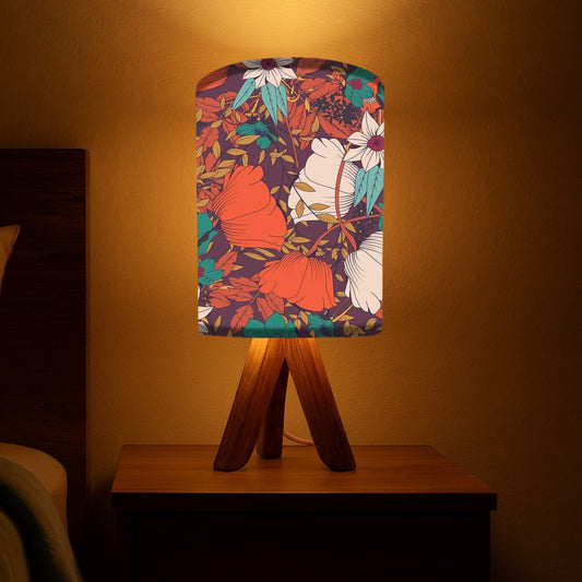 Mini Wooden Lamp Table For Bedroom Living Room-Elegance Orange (3W LED Bulb Included)