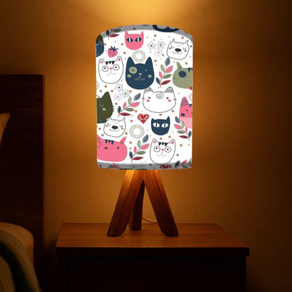 Wooden Stick Lamp For Bedroom-Cute Cats (3W LED Bulb Included)