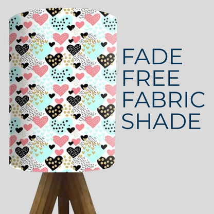 Small Wooden Lamp Table For Bedroom-Dotted Hearts (3W LED Bulb Included)