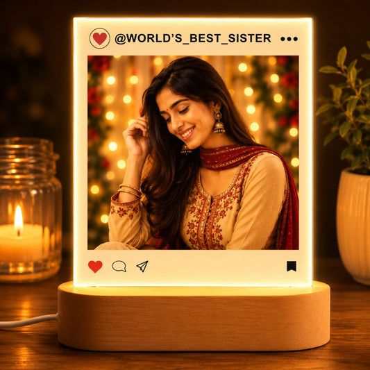 Personalized LED Lamp for Sister– Rakhi Gift 2025 | Unique Raksha Bandhan Big Sister Gift Idea | Acrylic Night Light with Photo