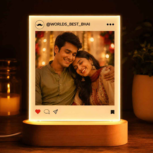 Personalized LED Lamp for Brother – Rakhi Gift 2025 | Unique Raksha Bandhan Gift Idea | Acrylic Night Light with Photo | Table Decor Lamp for Bhai