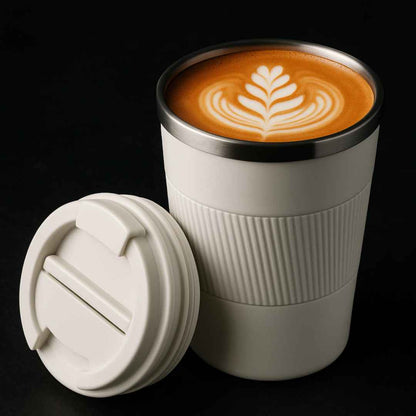 Personalised Diwali Coffee Tumbler Gift Set (500 ml) with Handcrafted Wooden Leaf Diya & Custom Diwali Gift Note