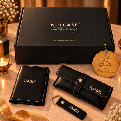 Custom  Gift Box with Passport Cover Custom Keychains and Specs Sunglass Holder Cover