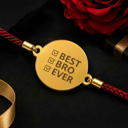 Stylish Best Brother Rakhi - Golden Round Acrylic Rakhi for Brother