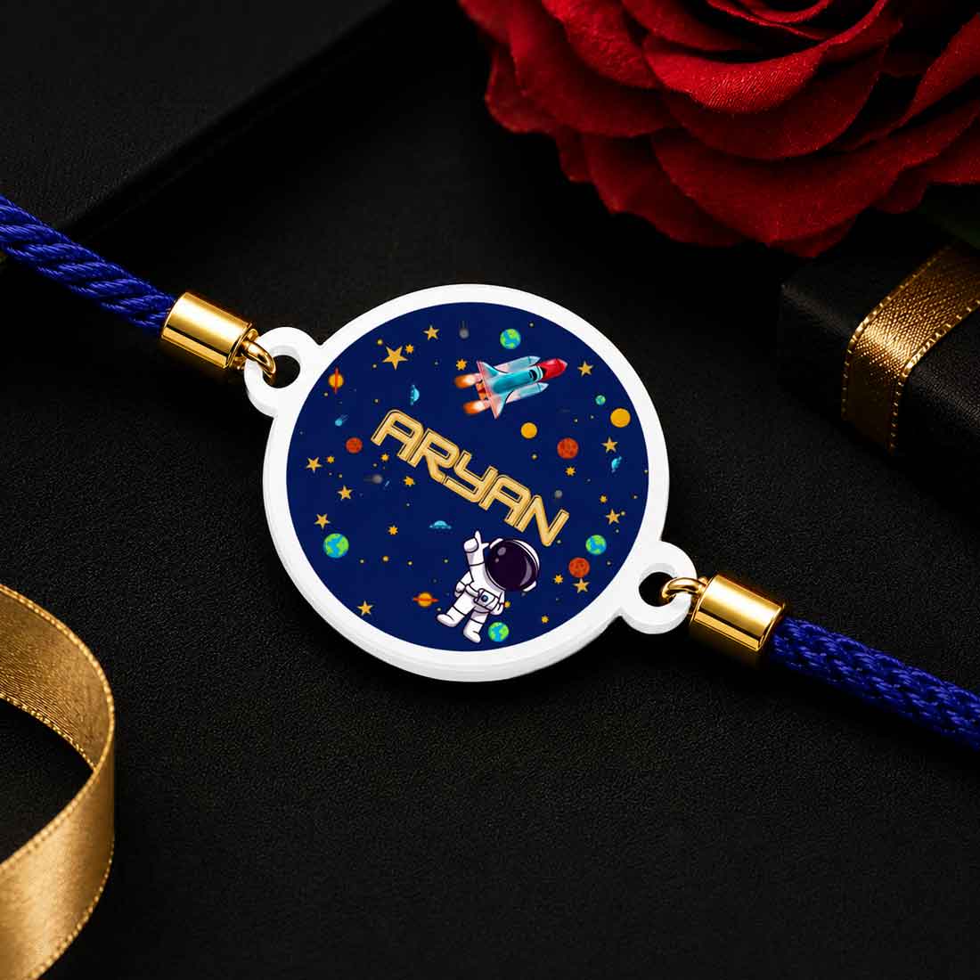 Rakhi for Little Brother Kids Gifts - Space Theme LED Lamp , Personalized Rakhi and Chocolate