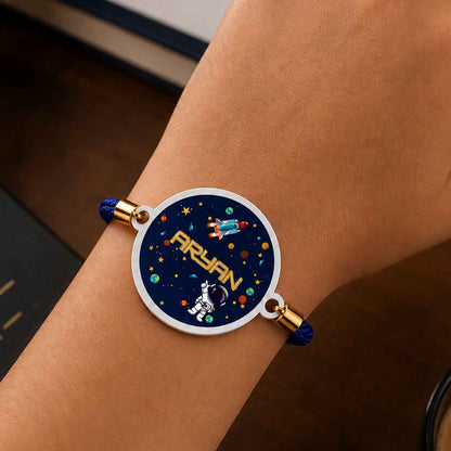 Rakhi for Little Brother Kids Gifts - Space Theme LED Lamp , Personalized Rakhi and Chocolate