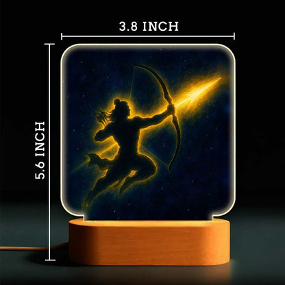 Shri Ram LED Night Lamp – Devotional Light for Home Temple, Wood Base Gift for Diwali