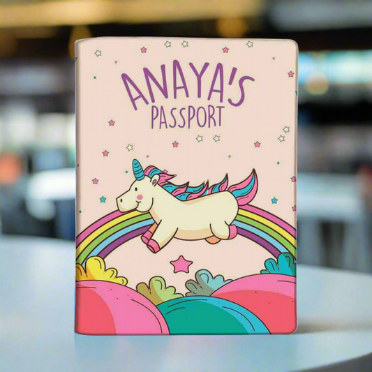 New Customized Passport Holder - Magical Unicorn Rainbows
