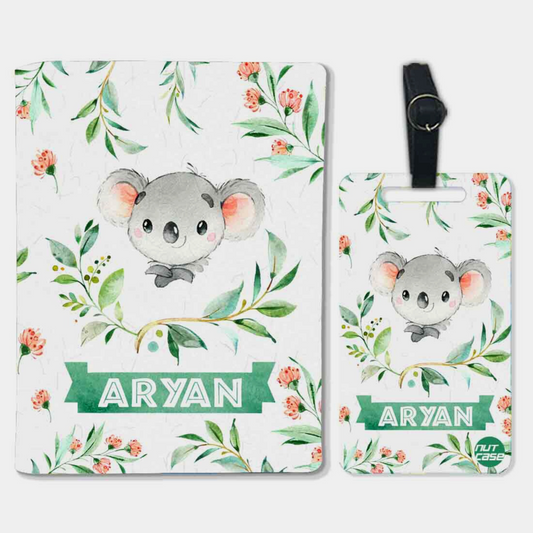 Personalized Kids Passport Cover Luggage Tag Set - Koala