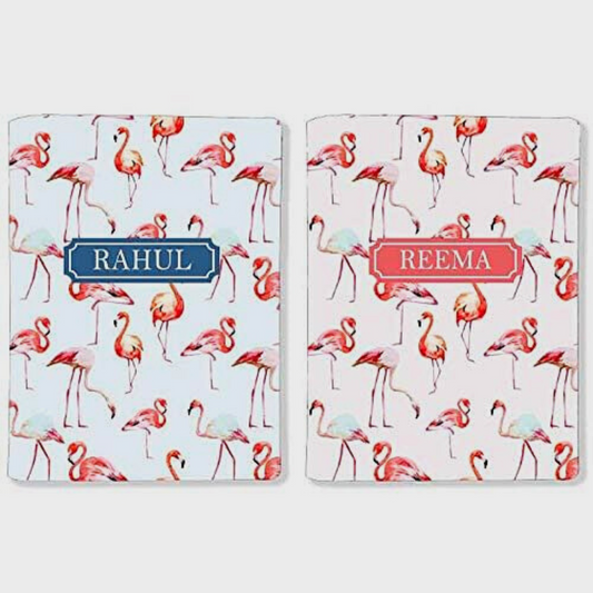 Nutcase Passport Cover for Couple Personalized Travel Holder for Men Women-Flamingoes
