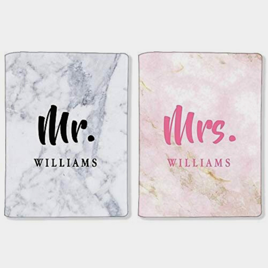Nutcase Customized Passport Covers for Couple Travel Document Holder for Men Women-Pink Marble