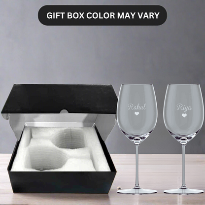 Personalized Wine Glasses Gift Set Of 2 Anniversary Gifts for Couples - Add Name