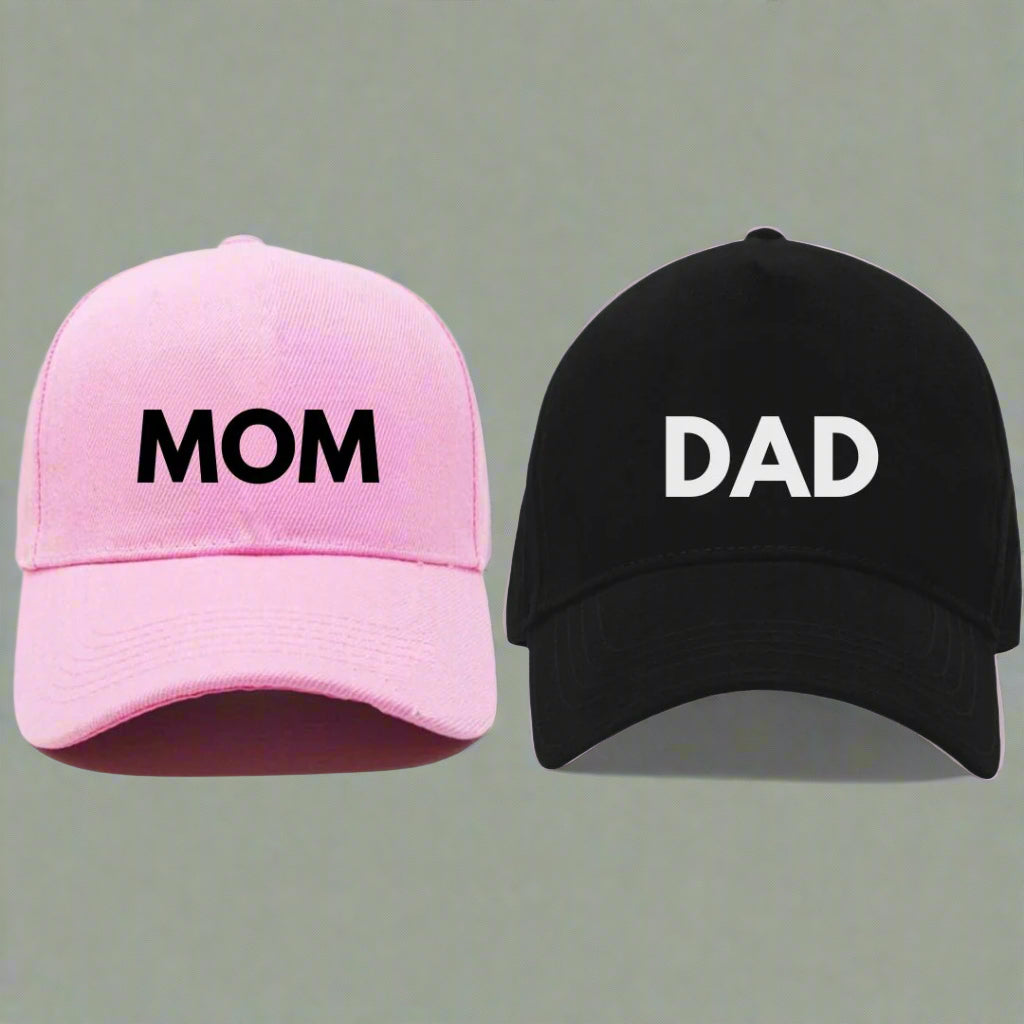 Mom Dad Cap Set – Cotton Hat with Adjustable Metal Buckle | Perfect Gift for Parents