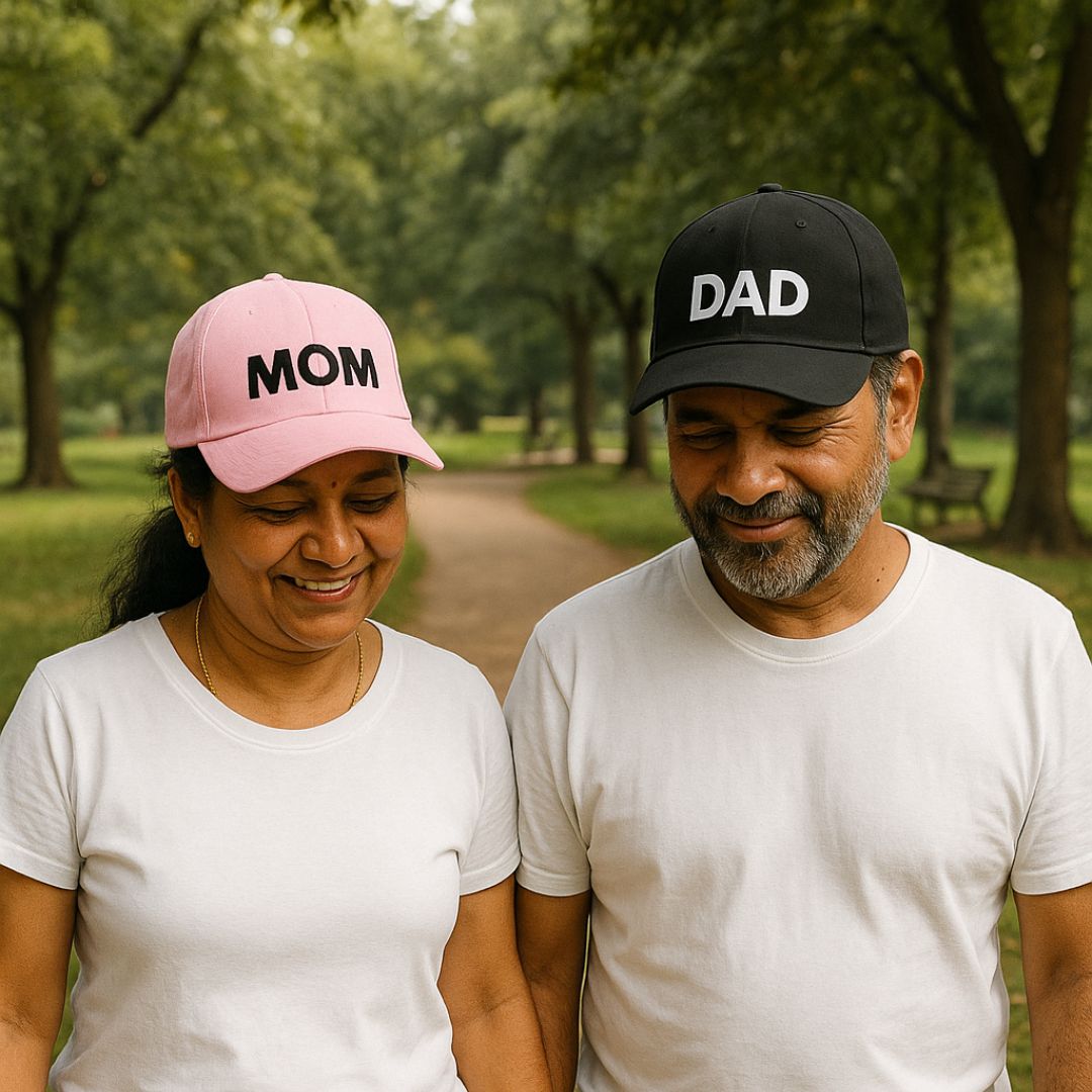 Mom Dad Cap Set – Cotton Hat with Adjustable Metal Buckle | Perfect Gift for Parents