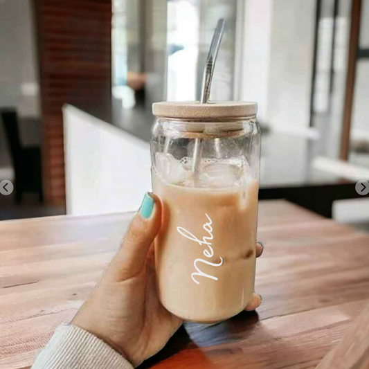 Iced Coffee Jar Tumbler With Straw