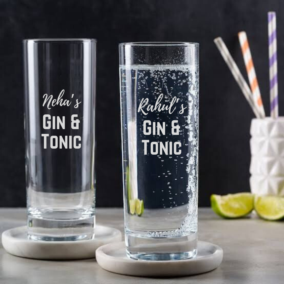 Cocktail Glassware Personalized Highball Glasses - Gin & Tonic