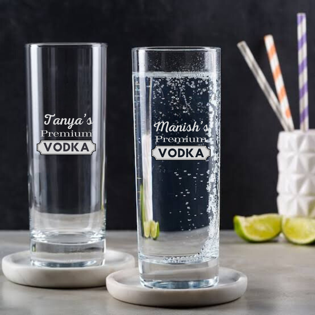 High Ball Glassware Personalized Vodka Tall Glass Engraved with Name