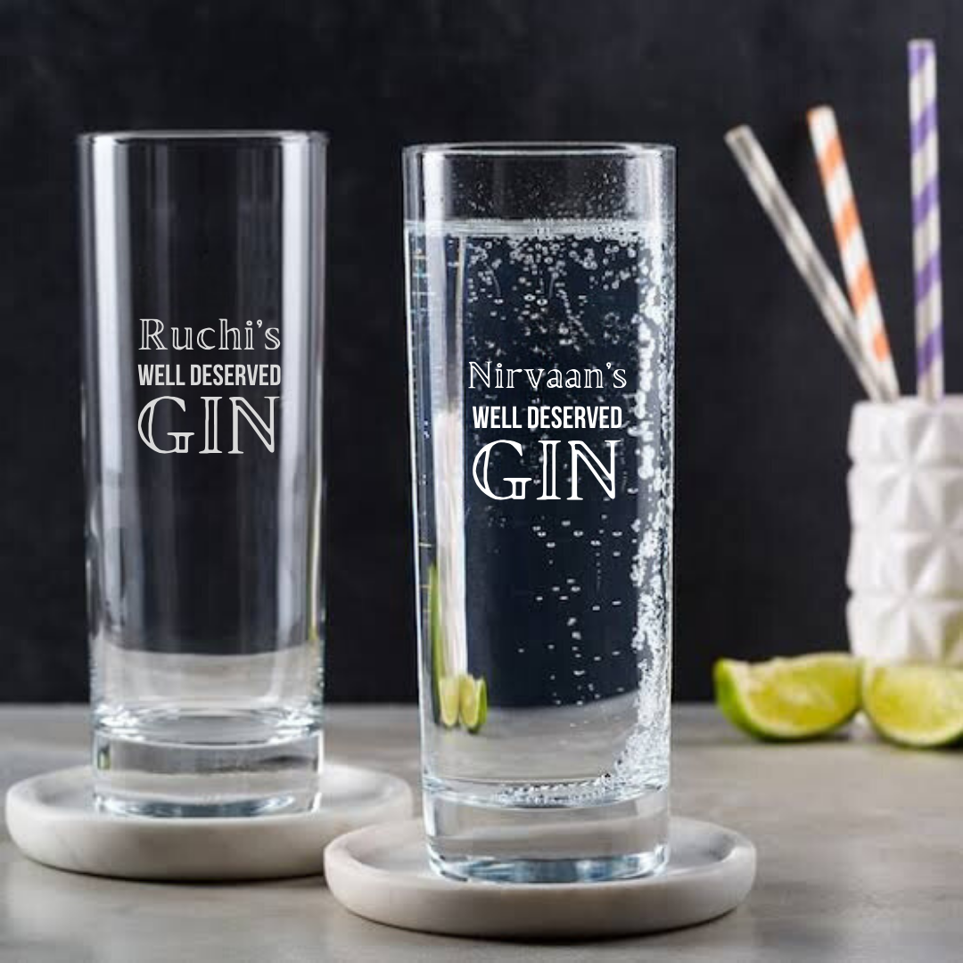 Personalized Tom Collins Glassware Engraved Gin Cocktail Highball Glasses