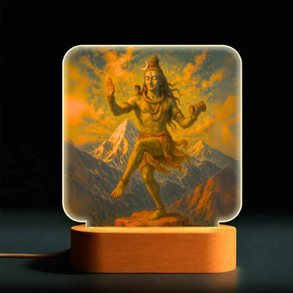 Decorative LED Shiva Light – Wooden Base Night Lamp for Sacred Spaces