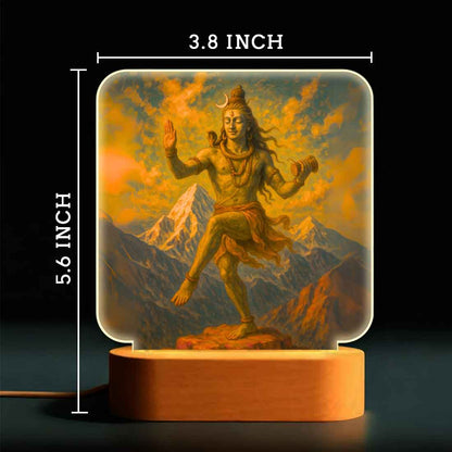 Decorative LED Shiva Light – Wooden Base Night Lamp for Sacred Spaces