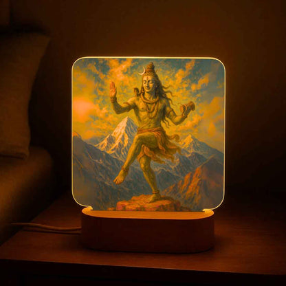 Decorative LED Shiva Light – Wooden Base Night Lamp for Sacred Spaces