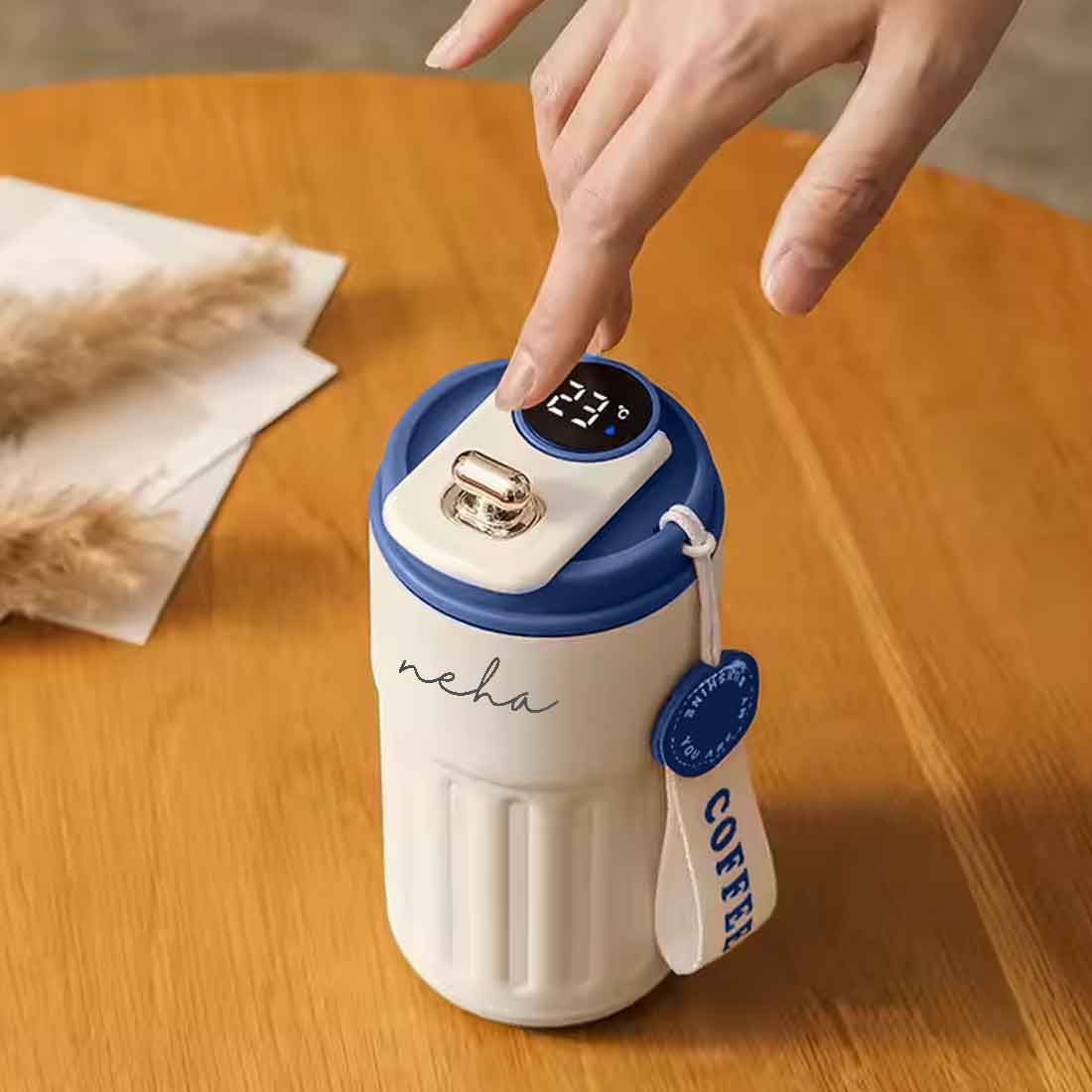 Personalized Rakhi Gift for Brother – Insulated Coffee Mug & Leather Bracelet