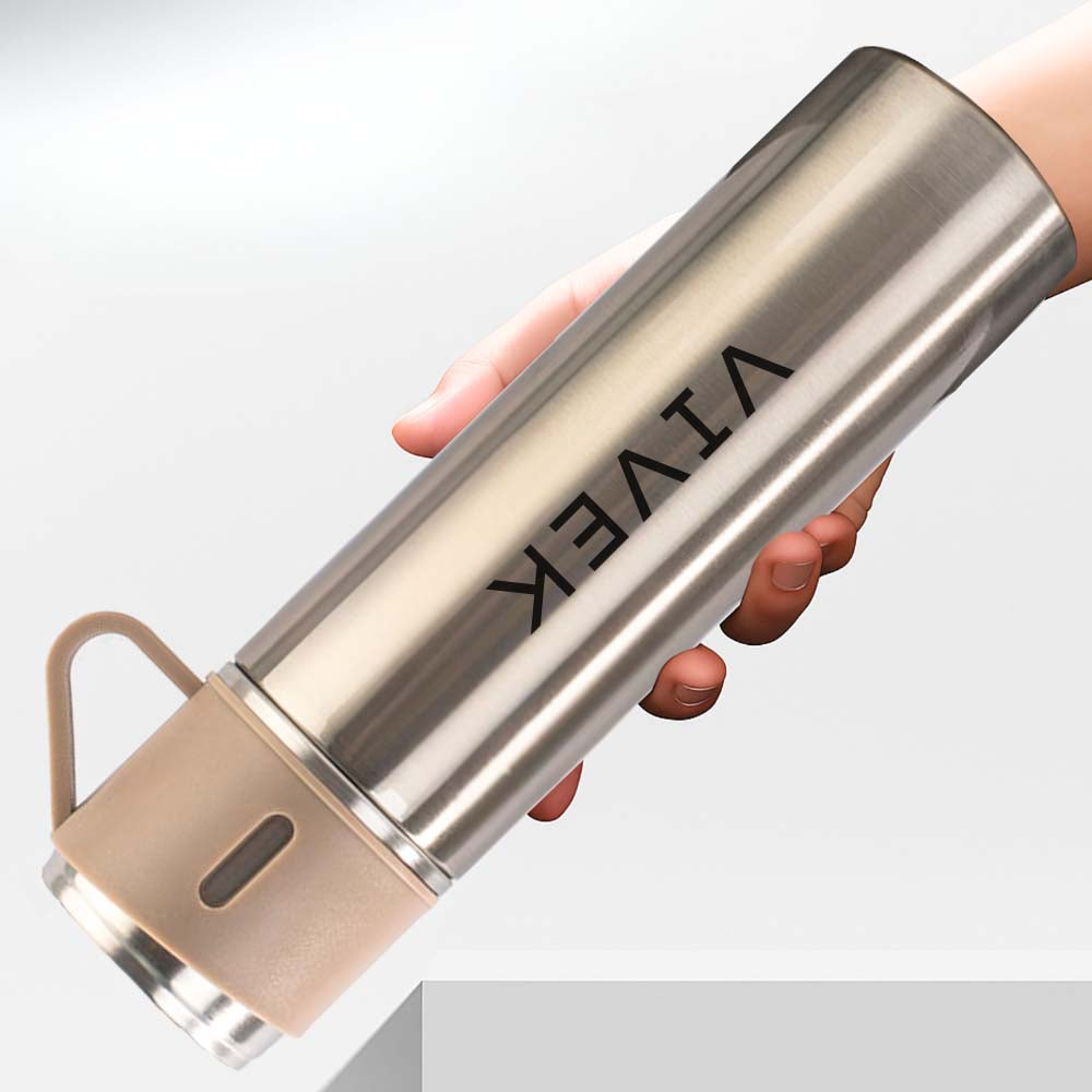 Personalised Travel Mug Thermos With 2 Cups Gift Box Set - Add Name