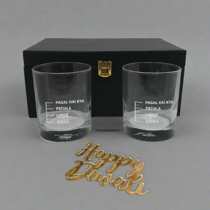 Nutcase Diwali gift Set Engraved Whiskey Glasses Premium PU Leather Box