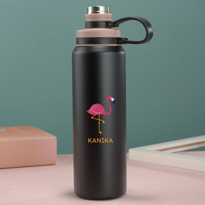 Personalized Hot and Cold Water Bottle – Premium Stainless Steel Drink Bottle Flamingo Design for Gym, Work, Home & Outdoor Adventures