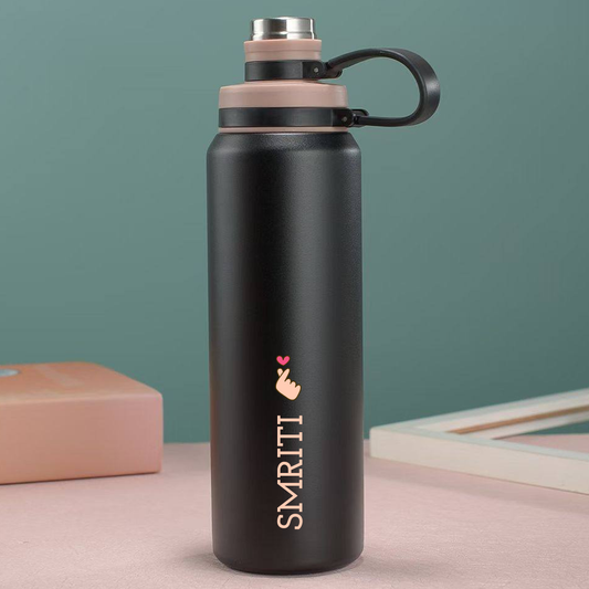 Personalized Stainless Steel Hot and Cold Water Bottle – 800ml Leakproof Thermos Drink Bottle for Gym, Office & Outdoor Use