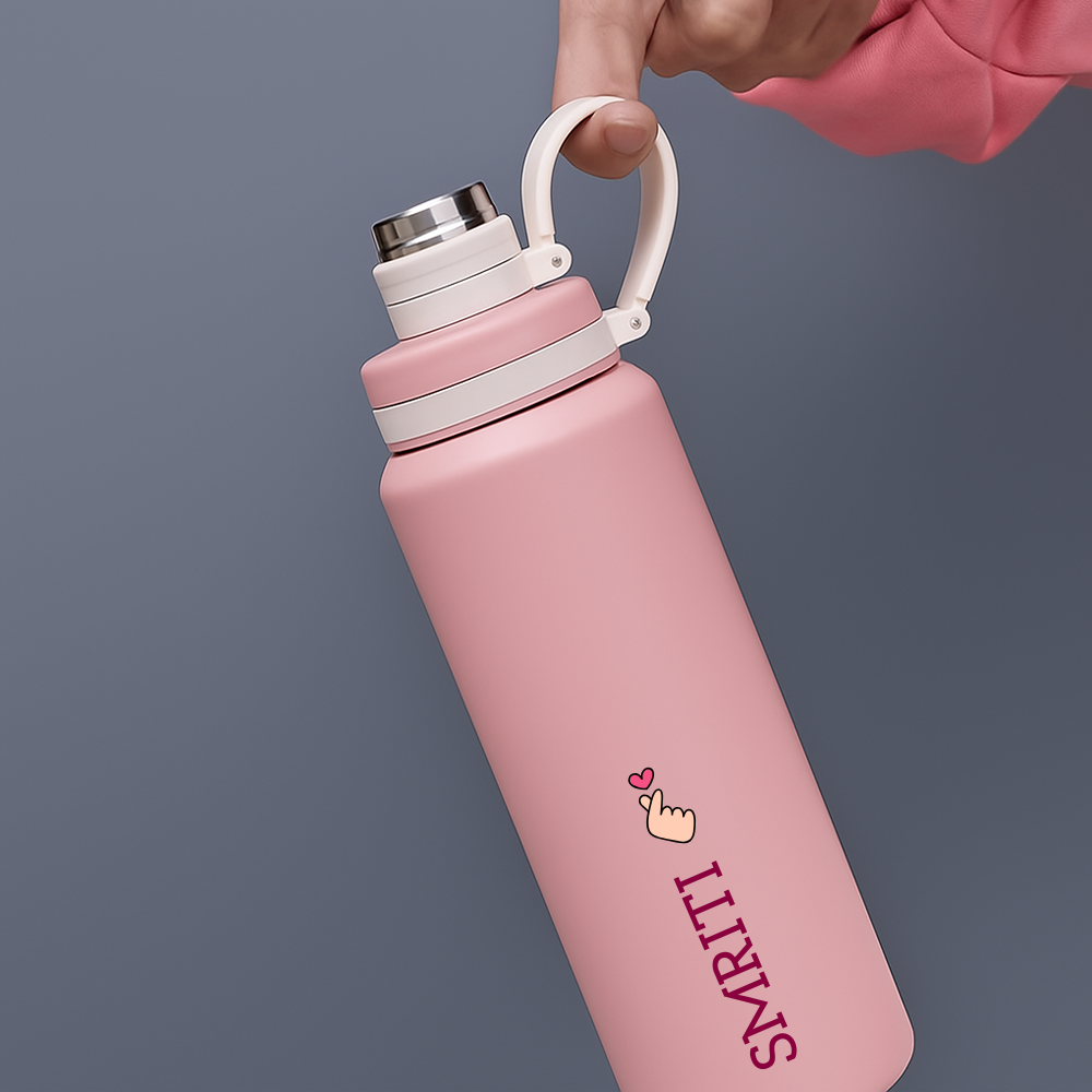 Personalized Stainless Steel Hot and Cold Water Bottle – 800ml Leakproof Thermos Drink Bottle for Gym, Office & Outdoor Use