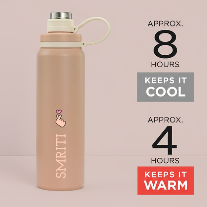 Personalized Stainless Steel Hot and Cold Water Bottle – 800ml Leakproof Thermos Drink Bottle for Gym, Office & Outdoor Use