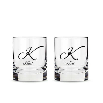 Stylish Customized Whiskey Glass - Gift For Him Husband Boyfriend - Initials Design