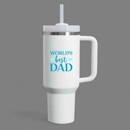 Father’s Day Insulated Tumbler for Dad, 1200ml Coffee Mug with Lid Straw - World's Best Dad