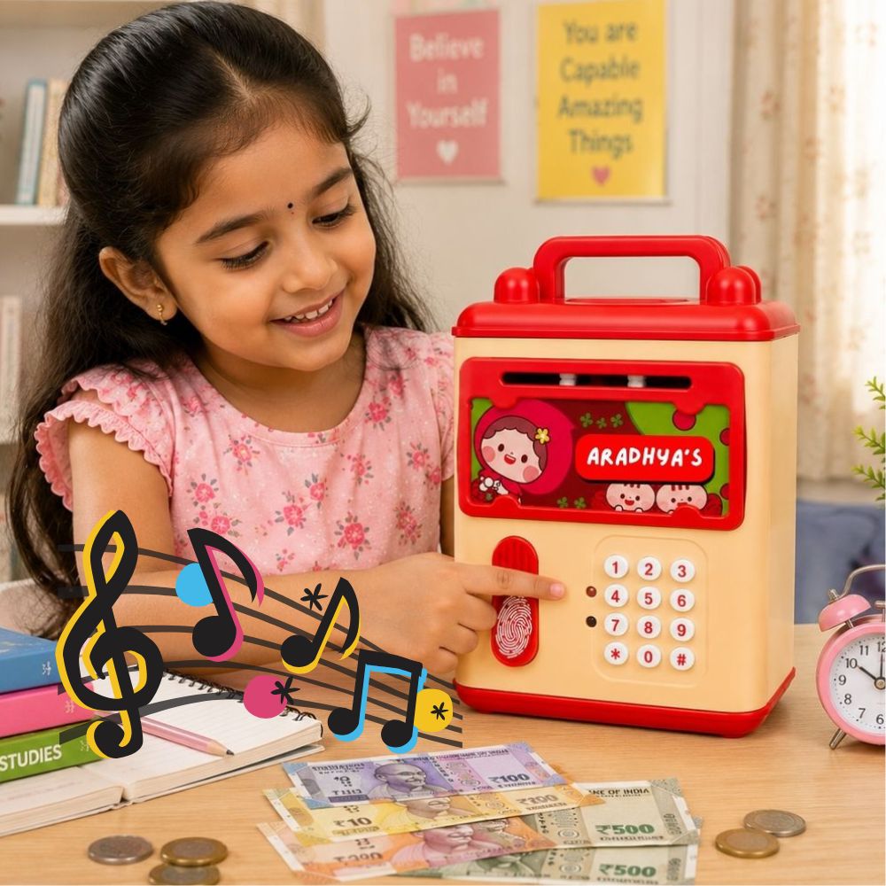 Custom ATM Piggy Bank for Kids with Music & Name Personalization | Birthday Gift & Return Gift