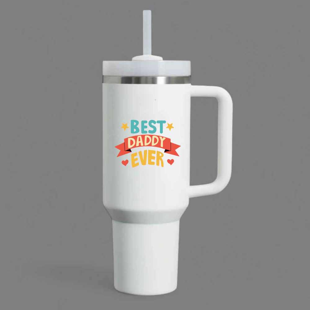 Father’s Day Mug for Dad-1200ml Insulated Coffee Tumbler with Straw & Lid - Best Dad Ever