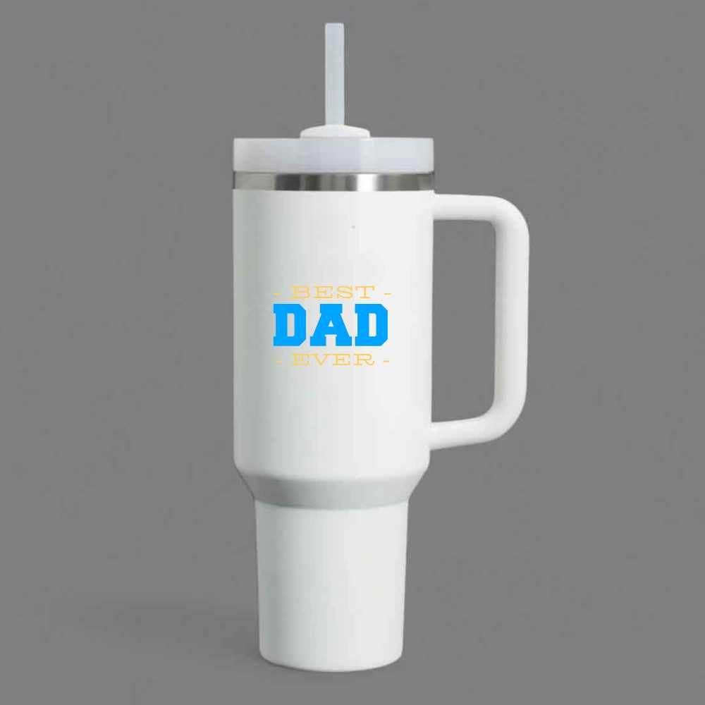Father’s Day Mug for Dad-1200ml Insulated Coffee Tumbler with Straw & Lid - Best Dad Ever