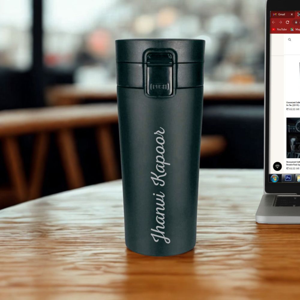 Engraved Personalized Stainless Steel Coffee Tumbler with Lid for Office Travel College - Add Name