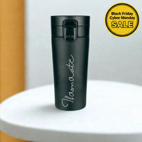Personalized Travel Coffee Flask Sipper With Name Engraved  - Calligraphy 380ML