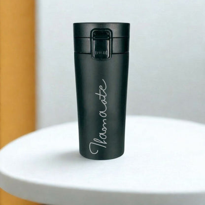 Personalized Travel Coffee Flask Sipper With Name Engraved  - Calligraphy 380ML