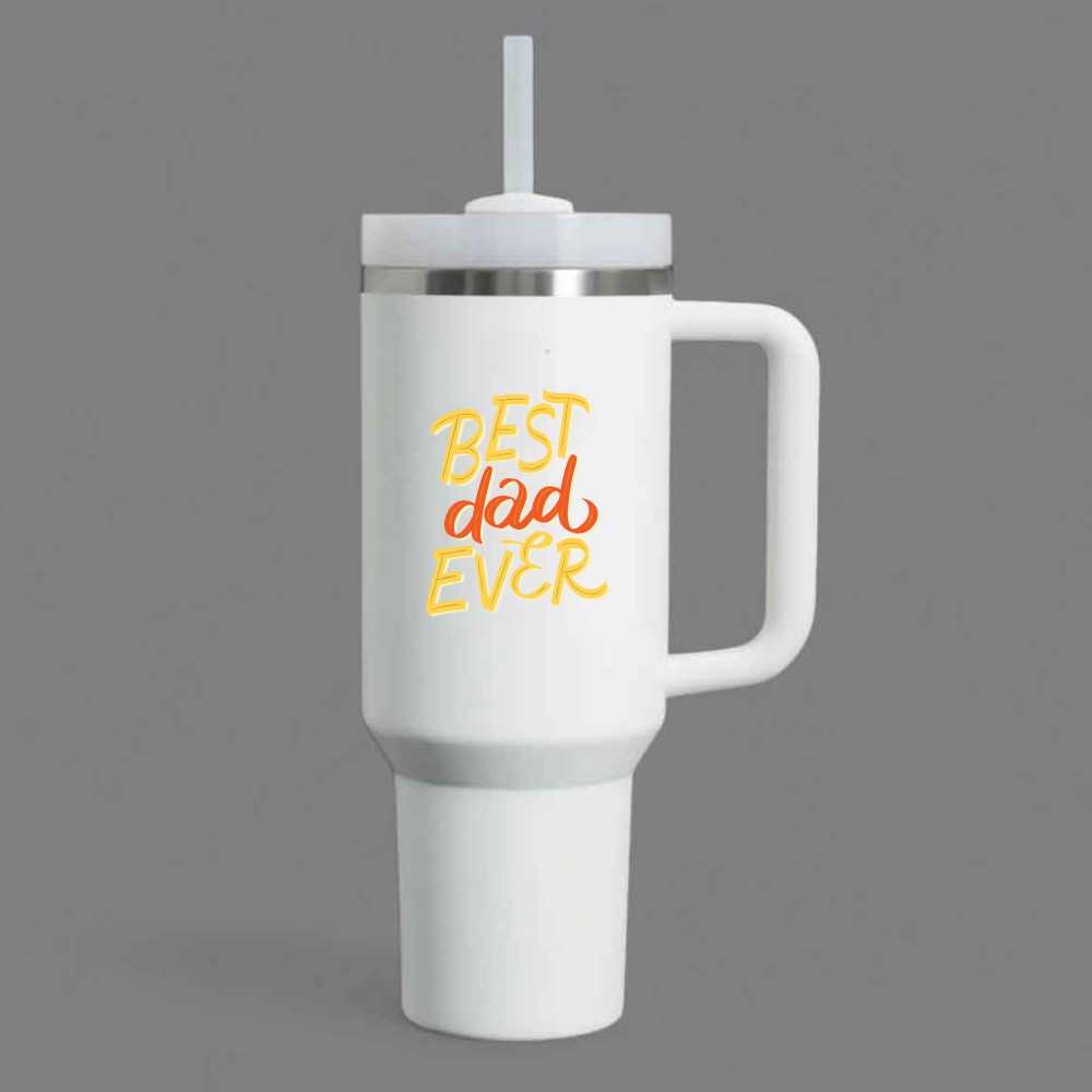 Father’s Day Mug for Dad-1200ml Insulated Coffee Tumbler with Straw & Lid - Best Dad Ever