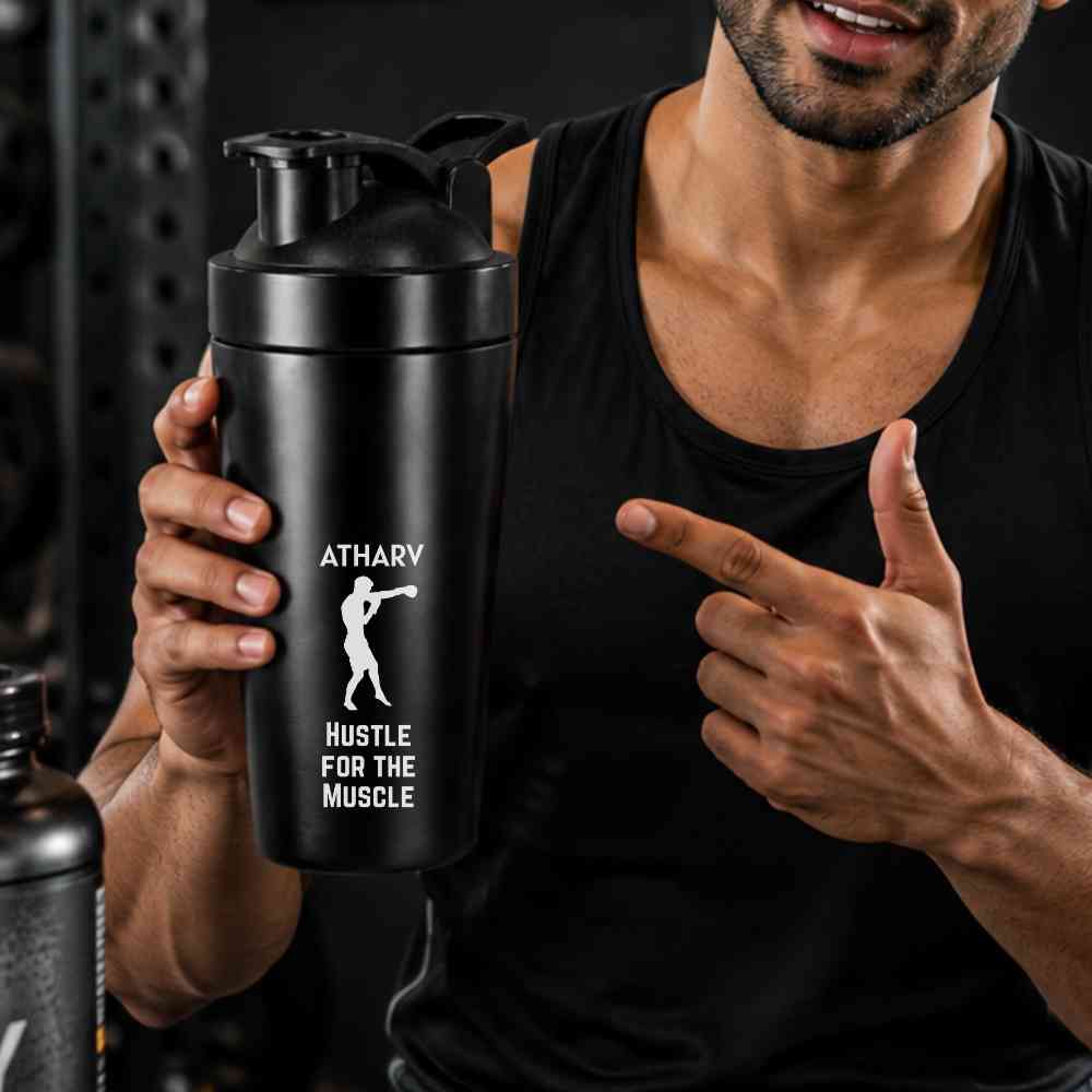 Personalised Protein Gym Shaker for Workout Custom Shake Mixer with Whisk Ball