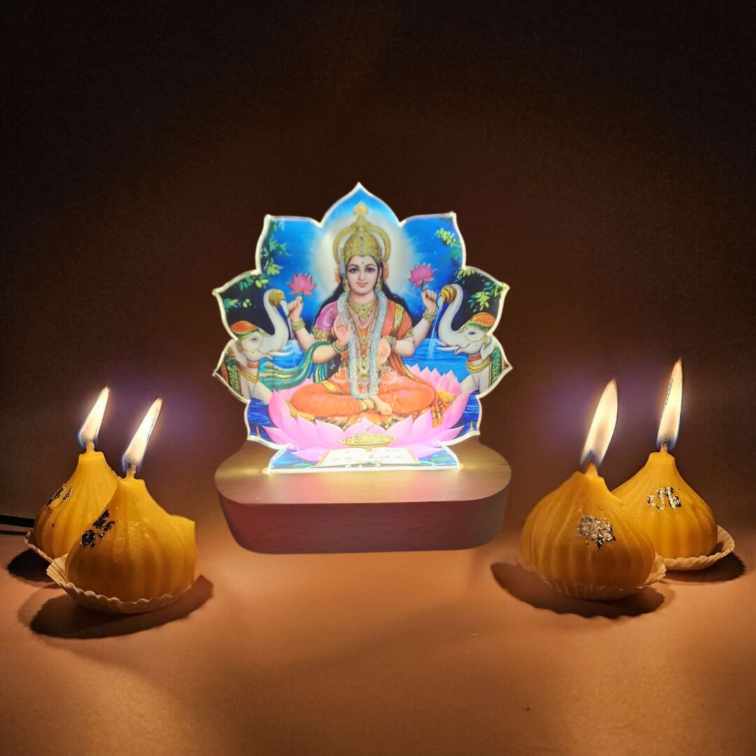 Goddess Laxmi  LED God Lamp With Modak Candles - Diwali Gifts For Employees