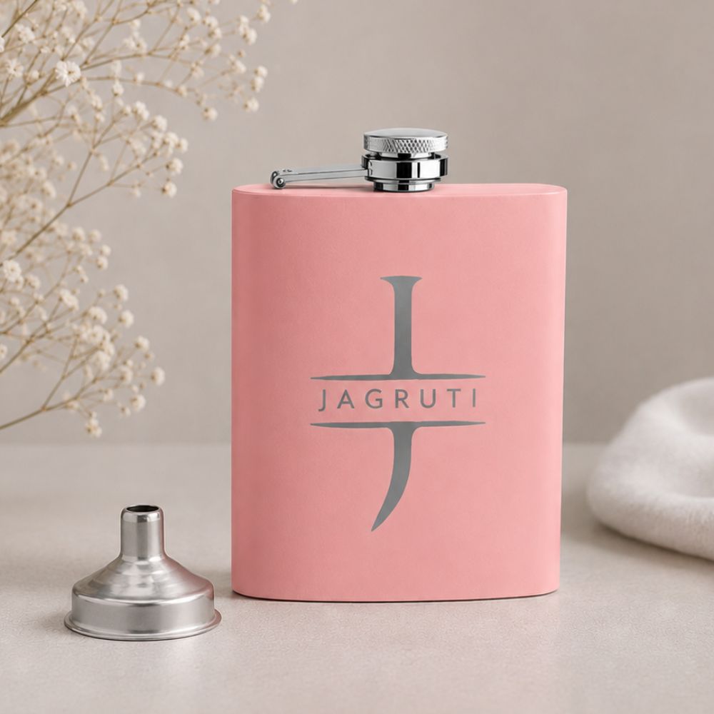 Stainless Steel Alcohol Flask for Women - Personalized 8oz Pink Hip Flask