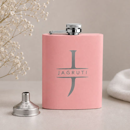 Stainless Steel Alcohol Flask for Women - Personalized 8oz Pink Hip Flask